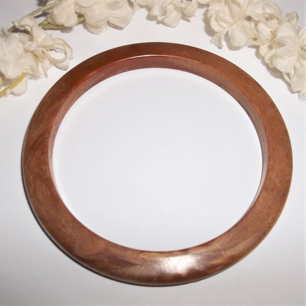 Vintage Wooden Bangle Bracelet Boho Bohemian Wood Jewelry Retro Woman 2 1/2" B5